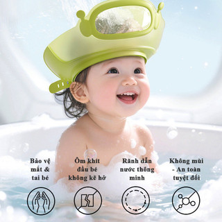 Mũ Gội Đầu Nón Tắm Điều Chỉnh Cho Bé Silicon Chắn Nước Vào Tai và Mắt, Nón Tắm Điều Chỉnh 0-15 Tuổi Đeo Được 2 Mặt -MT02