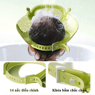 Mũ Gội Đầu Nón Tắm Điều Chỉnh Cho Bé Silicon Chắn Nước Vào Tai và Mắt, Nón Tắm Điều Chỉnh 0-15 Tuổi Đeo Được 2 Mặt -MT02