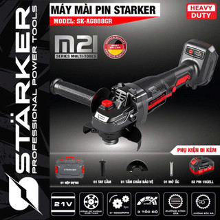 Máy mài, Máy cắt pin STARKER SK-AG888GR, Chân pin phổ thông, 3 Cấp tốc độ, Không chổi than, Hàng chính hãng