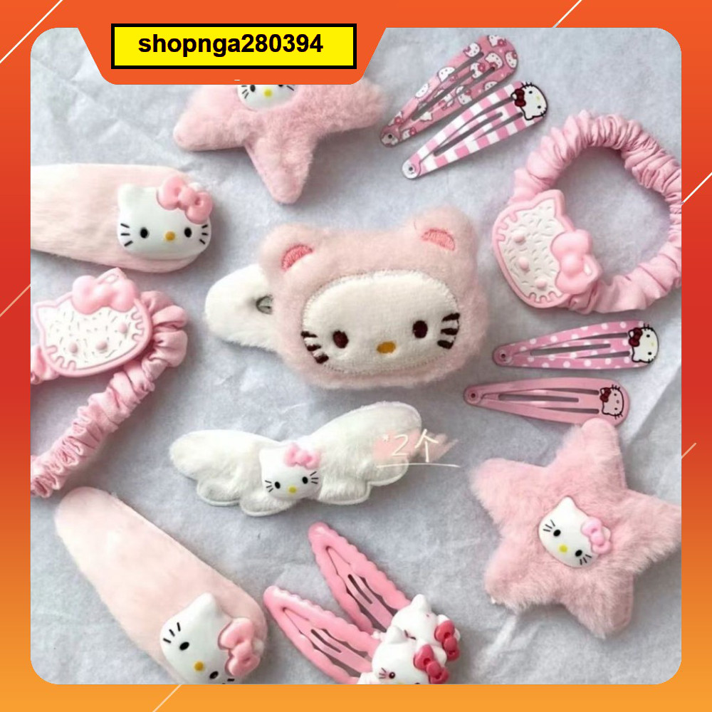 Sét Kẹp Tóc 15 Chi Tiết Hình Hello Kitty Mỏ Vịt Dễ Thương, Phụ Kiện Tóc Cô Gái Hoạt Hình Kẹp Tóc Siêu Xinh