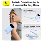 【Chứng chỉ 3C】Baseus Qpow3 Pin Dự Phòng 20000mAh/10000mAh PD22.5W Màn Số LED Cáp Kép Sạc Nhanh 2 Thiết Bị Nhỏ Gọn Bỏ Túi — ảnh 8