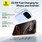 【Chứng chỉ 3C】Baseus Qpow3 Pin Dự Phòng 20000mAh/10000mAh PD22.5W Màn Số LED Cáp Kép Sạc Nhanh 2 Thiết Bị Nhỏ Gọn Bỏ Túi — ảnh 3