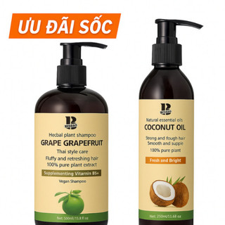 Combo Dầu Gội Bưởi Nho & Tinh Dầu Dừa - Giải Pháp Dưỡng Tóc Mềm Mượt, Làm Sạch Tự Nhiên Hiệu Quả