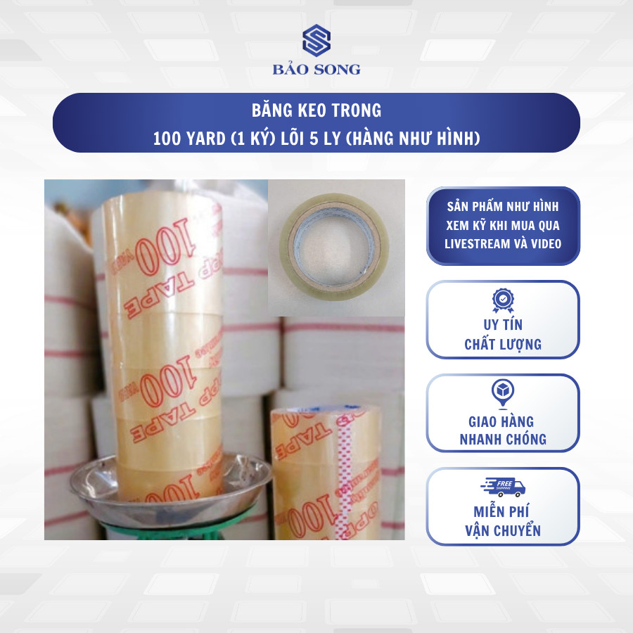 [RẺ NHẤT SHOPEE] Băng keo trong 100 yard (1 ký) lõi 5 li, băng keo đóng ...