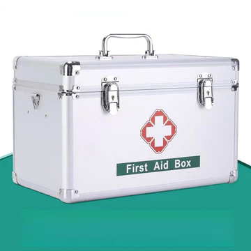 Bộ dụng cụ y tế gia đình dày nhiều lớp hợp kim nhôm hộp lưu trữ bộ dụng cụ sơ cứu hộp kim loại di động