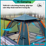 Lều Cắm Trại, lều dã ngoại tự bung 4-6 người chống nước chống tia tử ngoại KT 2m8x2m8 - Lều cắm trại du lịch — ảnh 4