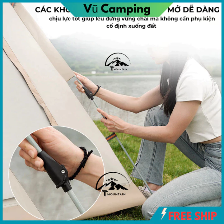 Lều Cắm Trại, lều dã ngoại tự bung 4-6 người chống nước chống tia tử ngoại KT 2m8x2m8 - Lều cắm trại du lịch – 6