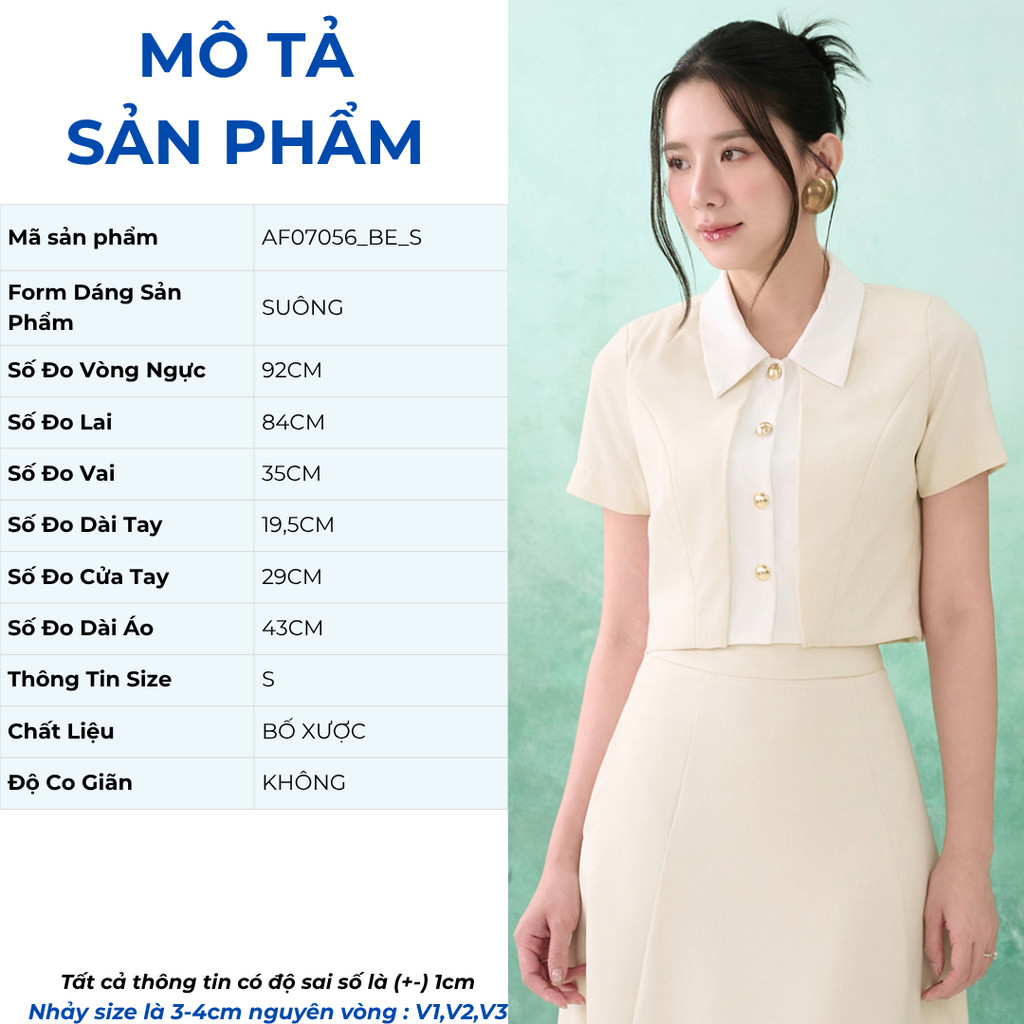 Set lẻ Áo kiểu nữ GUMAC lửng phối nẹp  AF07056 - Chân váy nữ GUMAC xòe rã tùng  VF07057