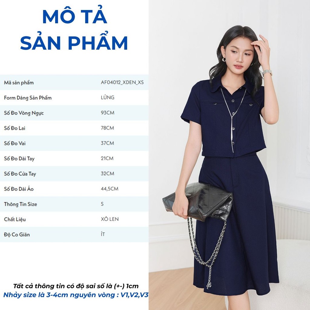 Set lẻ Áo lửng cổ lá sen  AF04012 - Chân váy nữ GUMAC A xòe  VF04013