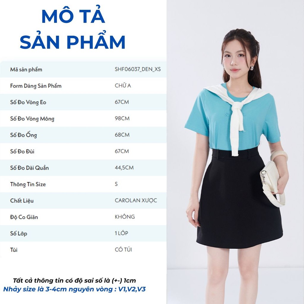 Quần váy nữ form A  GUMAC dây kéo sau có túi vải carolan xược cao cấp SHF06037