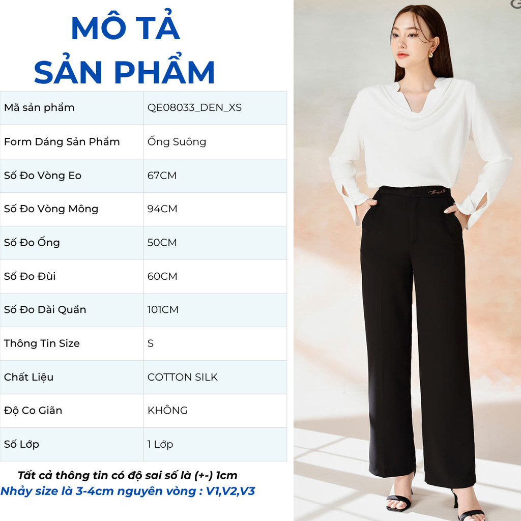 Quần Tây Nữ Ống Suông GUMAC Lưng Rời Thêu Chữ Cách Điệu Dễ Phối Qe08033 - QF04052