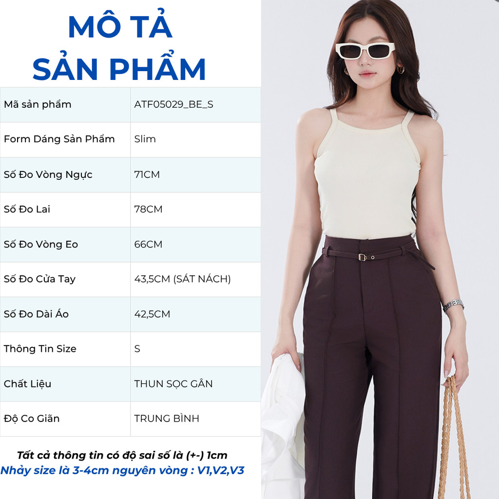 Áo Thun 2 Dây Nữ GUMAC Form Slim Ôm Kiểu Tanktop Viền Bo Cổ Chất Thun Gân Co Giãn ATF05029