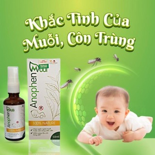 Xịt Đuổi Muỗi Anophen 50ml Cho Bé & Mẹ Bầu Tinh Dầu Tự Nhiên Không DEET An Toàn Da Nhạy Cảm