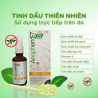 Xịt Đuổi Muỗi Anophen 50ml Cho Bé & Mẹ Bầu Tinh Dầu Tự Nhiên Không DEET An Toàn Da Nhạy Cảm