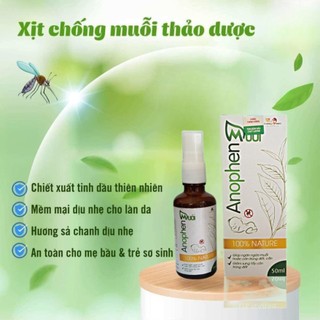 Xịt Đuổi Muỗi Anophen 50ml Cho Bé & Mẹ Bầu Tinh Dầu Tự Nhiên Không DEET An Toàn Da Nhạy Cảm