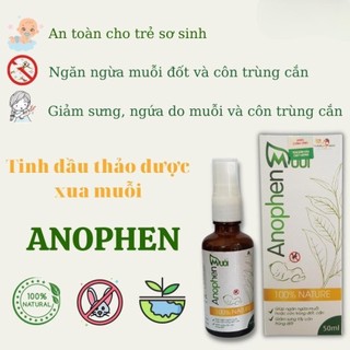 Xịt Đuổi Muỗi Anophen 50ml Cho Bé & Mẹ Bầu Tinh Dầu Tự Nhiên Không DEET An Toàn Da Nhạy Cảm