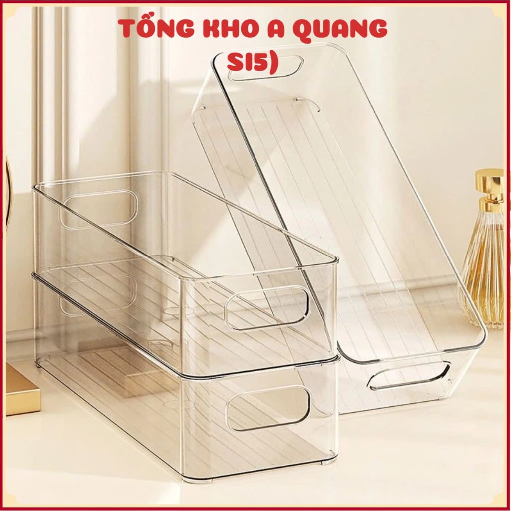 KHAY ĐỰNG MỸ PHẨM ĐỒ DÙNG HỌC TẬP TIỆN LỢI - Khay Nhựa Trong Suốt Có Tay Cầm Sang Trọng,Hộp Đựng Đồ Để Bàn Gọn Gàng