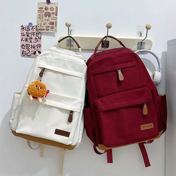 Ba lô học sinh trung học cho nam và nữ, ba lô đeo vai đôi đa năng, thời trang retro, ba lô laptop dung tích lớn, ba lô s
