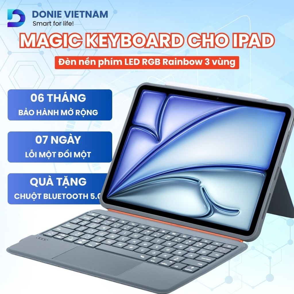 Bao da bàn phím Donie Trackpad Air/Pro 2018-2024 M1 M2 M4 phím LED RGB ...