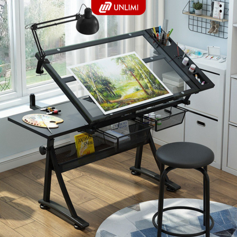UNLIMI Bộ n Vẽ Kiến Trúc Mặt Kính iu Chnh Chiu Cao 74-93cm - UN87