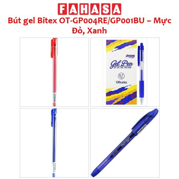 Bút gel Bitex OT-GP004RE/GP001BU – Mực Đỏ, Xanh