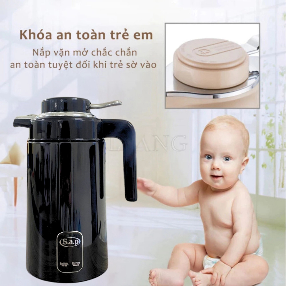 Ấm siêu tốc giữ nhiệt Sap dung tích 3L, công suất lớn 1500W sôi nhanh bảo hành 12 tháng.