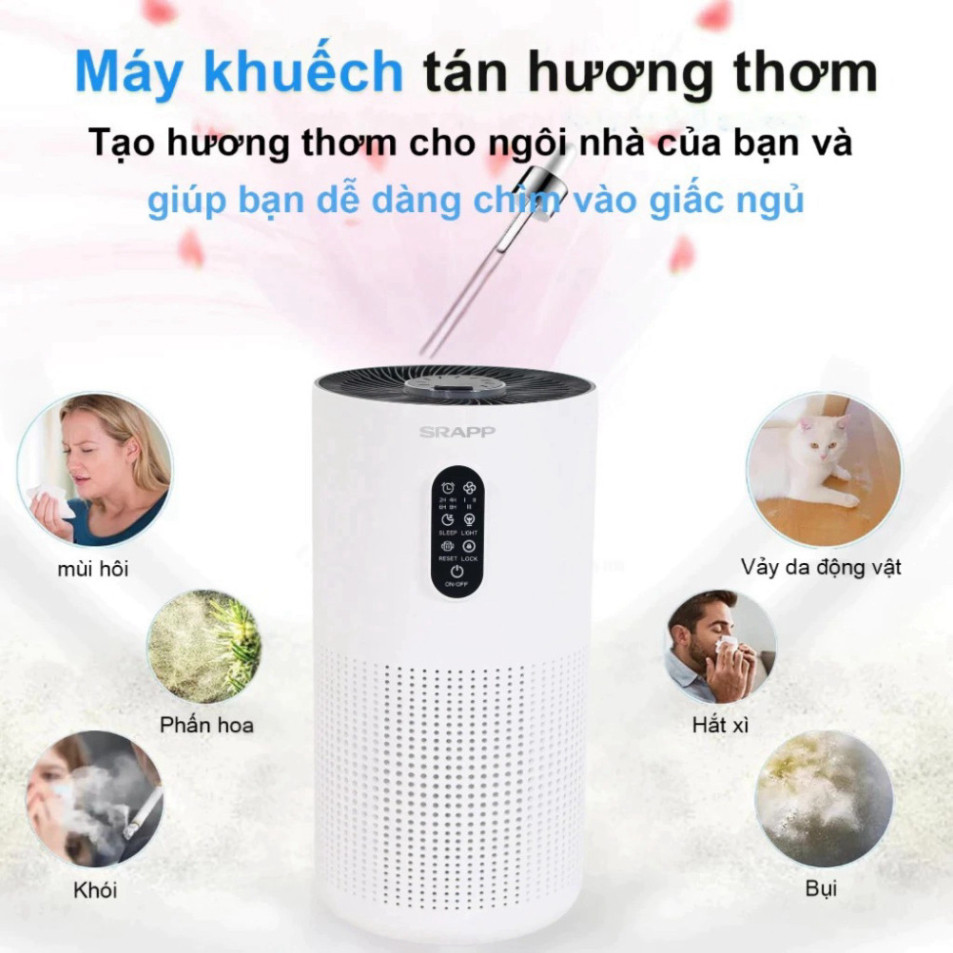 Máy Lọc Không Khí SRAPP SH-AP03 Lọc Sạch Bụi Mịn, Tiêu Diệt Vi Khuẩn Gây Hại, Bảo Vệ Sức Khỏe Gia Đình