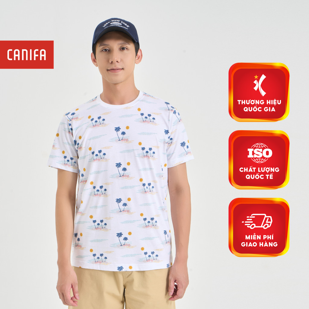 Áo phông nam CANIFA áo thun cộc tay in họa tiết 8TS24S006