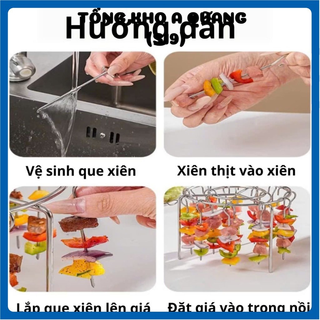 BỘ XIÊN THỊT NƯỚNG SIÊU TIỆN - Combo 24 Xiên Thịt Nướng Cho Nồi Chiên Không Dầu,Xiên Nướng BBQ Chất Liệu Không Gỉ