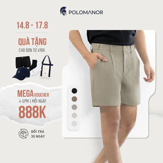 Quần short tây nam POLOMANOR kiểu dáng Classic sang trọng, lưng chun ẩn, cao cấp thoáng mát