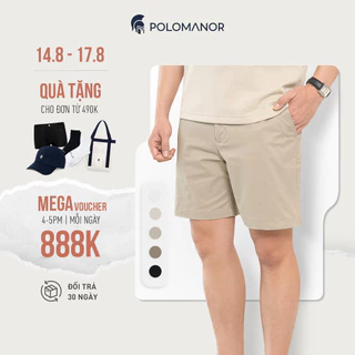 [NEW COLOR] Quần short nam ngắn POLOMANOR vải kaki xuất xịn, lưng đai thun, co giãn 2 chiều, chuẩn form