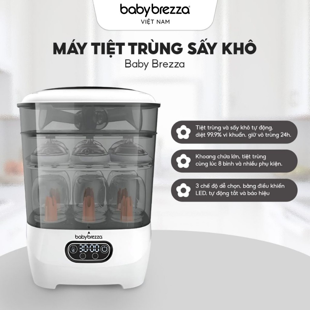 [CHÍNH HÃNG] Máy tiệt trùng sấy khô Baby Brezza thông minh tự động ba chế độ.