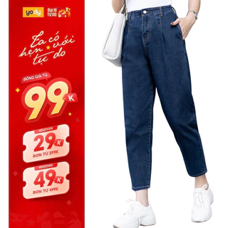 Quần jean nữ Yody dáng baggy thoải mái, quần bò cạp cao cotton USA Co Giãn TRA - QJN3076