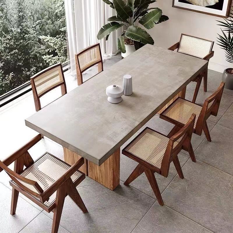 Product image Bàn ăn màu xi măng giả retro Bắc Âu, bàn gỗ đơn giản, bàn dài, bàn hội nghị, bàn thảo thiết kế, bàn văn phòng, bàn viết