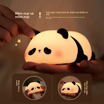 Đèn ngủ Panda dễ thương, đèn ngủ cho mèo con, đèn ngủ phòng ngủ đa chế độ điều chỉnh, đèn cho ăn, đèn ngủ