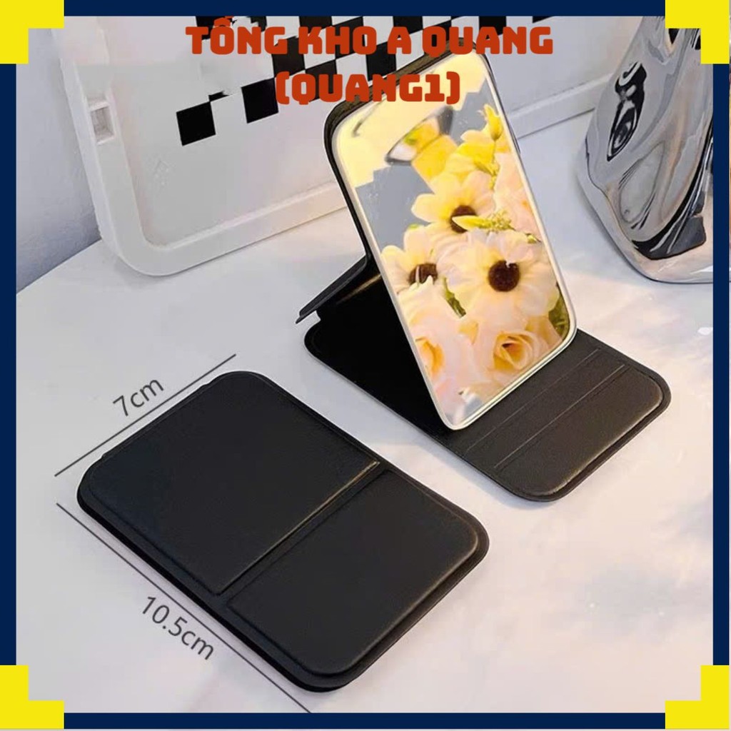 (COMBO 5) Gương gấp để bàn mini bọc da – Chất liệu PU, gương trong sáng, tiện lợi mang theo khắp nơi công sở đến du lịc