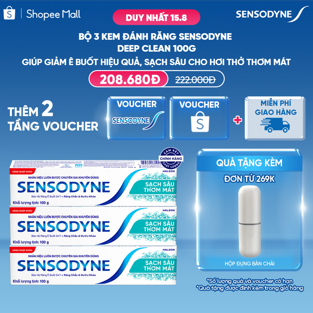 Bộ 3 Kem đánh răng SENSODYNE Deep Clean 100g giúp giảm ê buốt hiệu quả ...