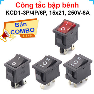 [Bán sỉ combo] (5 cái) Công tắc bập bênh KCD1 - 3P/4P/6P 15x21mm 6A/250V