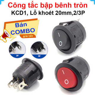 [Bán sỉ combo] (10 cái) Công tắc bập bênh KCD1 hình tròn 6A - 250V lỗ khoét 20mm