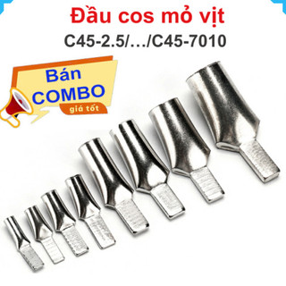 [Bán sỉ combo] Đầu cos mỏ vịt, đầu cos pin dẹp trần C45 dùng cho CB