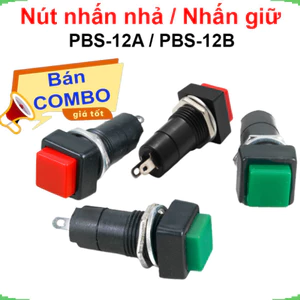 Nút nhấn nhả ( reset) / giữ ( on/off) PBS - 12A / PBS - 12B lỗ khoét 12mm 2 chân