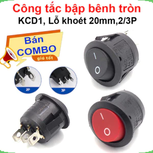Công tắc bập bênh KCD1 hình tròn 6A - 250V lỗ khoét 20mm