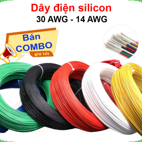 [Giá bán sỉ] Dây điện silicon mềm chống cháy 14AWG - 30AWG