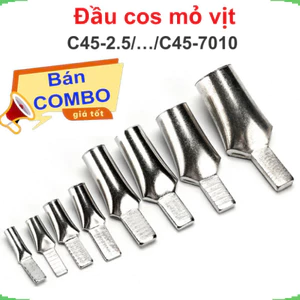 Đầu cos mỏ vịt, đầu cos pin dẹp trần C45 dùng cho CB