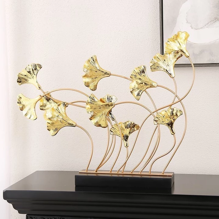 Đồ trang trí nhựa lá Ginkgo cho phòng khách hiện đại, phòng mẫu, lối vào văn phòng, khách sạn, trang trí kệ đồ cổ