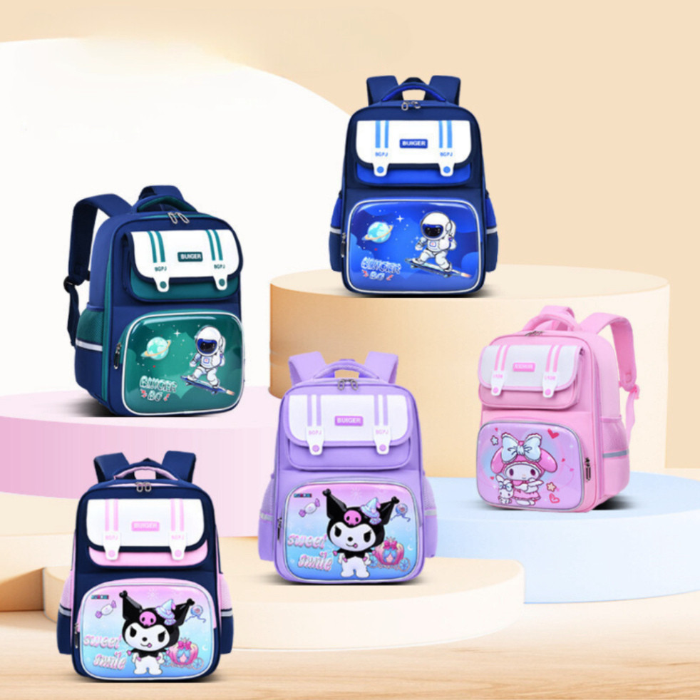Balo học sinh cấp 1 23chống nước họa tiết 3D Kuromi Phi hành gia cho bé trai gái + Tặng móc khóa dễ thương ntt95