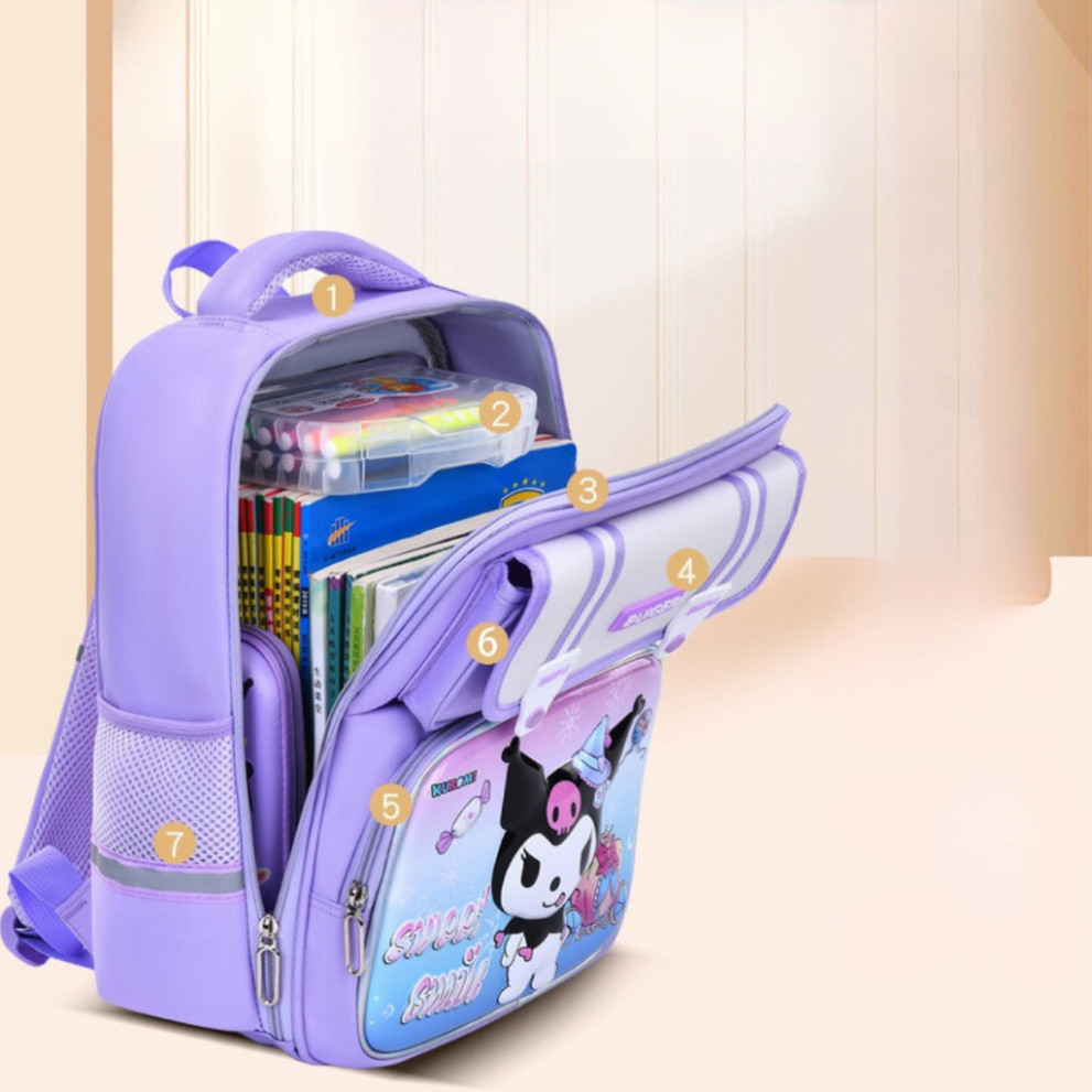 Balo học sinh cấp 1 23chống nước họa tiết 3D Kuromi Phi hành gia cho bé trai gái + Tặng móc khóa dễ thương ntt95