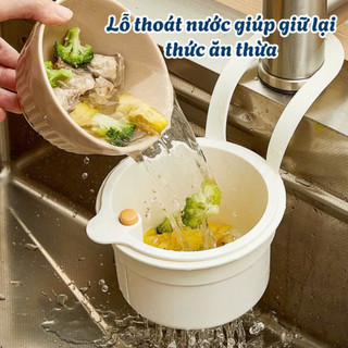 Giỏ lọc rác tiện ích, hộc chứa thức ăn thừa nhấn đổ tự động, treo bồn rửa bát đa năng có nắp và lỗ thoát nước 🌸🌸🌸