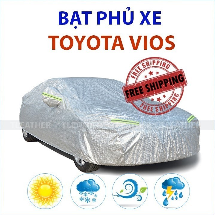 Bạt phủ xe ô tô 5 chỗ Toyota Vios chất liệu vải cao cấp che nắng mưa chống nóng tốt