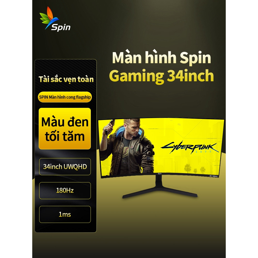 Màn Hình Spin 34inch 3440×1440 UWQHD 1ms Cong1500R Tốc Độ 180Hz Siêu Nhanh Tỷ Lệ 21:9 Siêu Rộng Trải Nghiệm Đắm Chìm